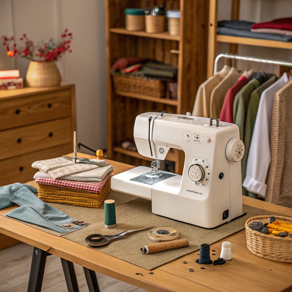 Hands working on garment repair